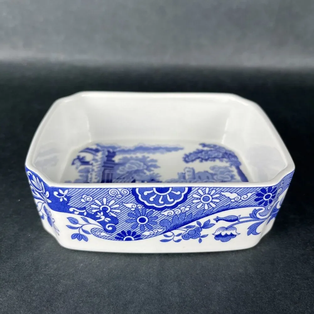 Spode Italian‎ Blue White Small Rectangular Baking Dish England Mini Casserole